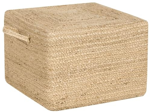 Bohemisk Rund Puff Schäslong Jute EPS-kulor 45 x 45 x 30 cm Natur Dhadar