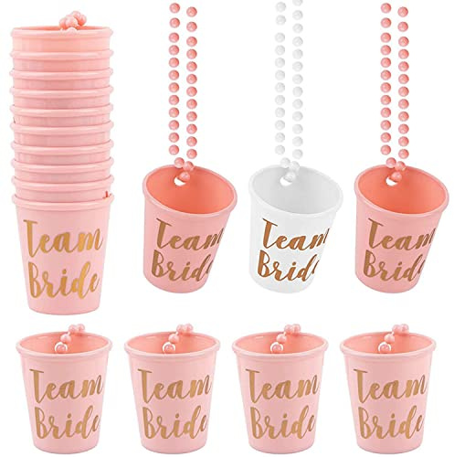 BSNRDX Hen Party Shot Glasses Necklace, Hen Party Shot Glasses Bachelorette and Bride Shot Glass Necklace,Hen Do Accessories Necklace for Bachelorette Bridal Party Shower Decorations (12 Pcs)
