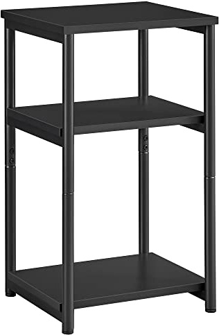 VASAGLE Sofa Side Table, 3-Tier End Table, Bedside Table with Steel Frame, for Living Room, Bedroom, Home Office, Industrial Style, Ink Black LET273B16