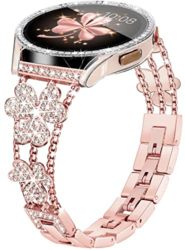 Vamyzji Kompatibel mit Samsung Galaxy Watch 4 Armband 40mm,Samsung Galaxy Watch 5 armband 40mm, Metallarmband für Samsung Watch 4 mit 40mm Gehäuse,Leicht Verstellbares,Glamouröses,Glänzendes Damen