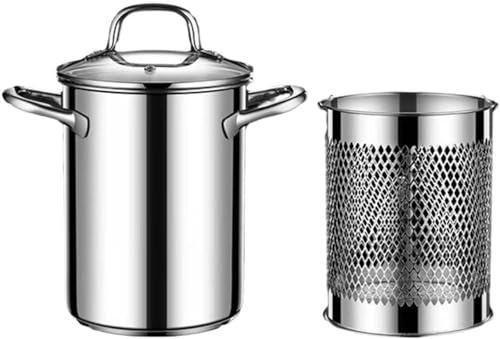 Casseroles pour friteuse,marmite haute en acier inoxydable 304 avec couvercle,casserole profonde avec panier filtre,poêle à gaz/cuisinière à induction,casserole haute pour faire bouillir les asperges