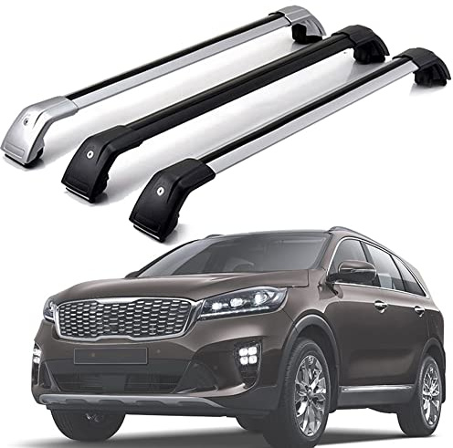 AGALUS DachträGer RelingträGer für KIA Sorento III 2015-2019, Dachgepäckträger Alu Dachgepäckablage AbschließBar Bis Belastbar 300 Kg, Black+Silver-1-Pair