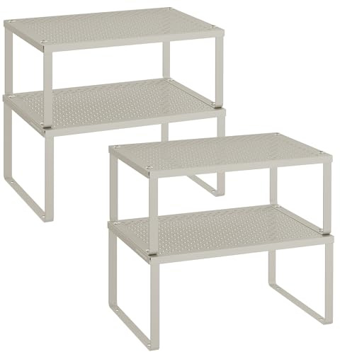 SONGMICS Gewürzregal, 4er Set, Küchenregal, erweiterbar, stapelbar, Metall