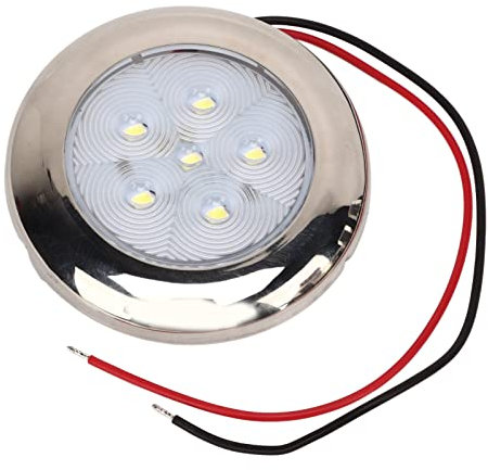 BAFOVY IP65 Waterproof 12V LED Ceiling Dome Light White for RV Boat Van Caravan Truck 6 Crystal Beads PC 316 Stainless Steel Trim