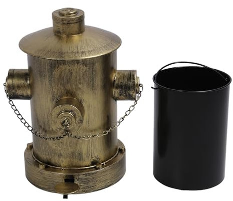 Wifehelper Poubelle de Bouche D'incendie, Poubelle à Pédale en Fer, Poubelle à Pédale en Fer forgé Vintage de Grande capacité en Fer Européen pour la Décoration de la Maison (Gold)