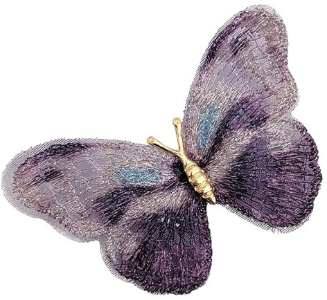 GFM® Broche en dentelle brodée en forme de papillon pour Noël, fête des mères, anniversaire, Saint-Valentin, Small, Métal, Pas de gemme