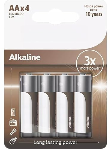 Lot de 4 Piles alcalines AA/LR6 pour alimenter des appareils à Haute consommation. Idéal pour garantir Une Performance optimale et Durable de Vos appareils électroniques.