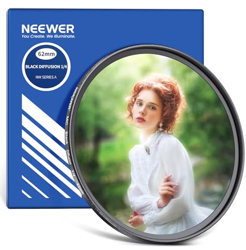 NEEWER 62mm Black Diffusion 1/8 Filter für einen nebligen Kinoeffekt, ultraschlanker Filter aus optischem Glas mit Multi Nano Beschichtung für Video Vlogs Porträtfotografie