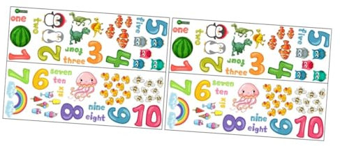 TOYANDONA 2blätter Bunter Cartoon Zahl Wandaufkleber Für Kinderzimmer Kreative Wanddekoration Für Lernräume Babyzimmer Und Kindergärten Für Zahlenlernen Und Farbenfrohe Gestaltung
