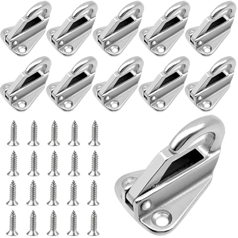 NICEWAT Lot de 10 crochets de fixation de bâche en acier inoxydable avec 20 vis, crochets métal pour filets de remorque et de sécurité
