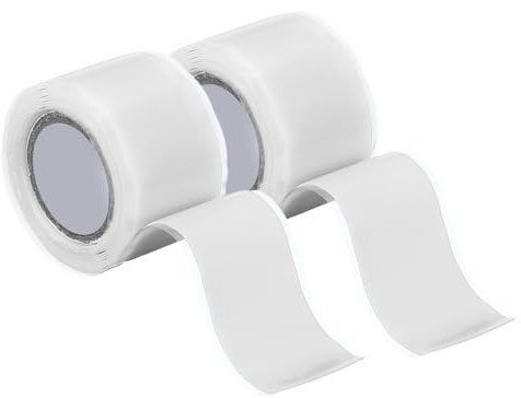 sourcing map 2 Pcs Self Fusing Silicone Tape, 25mm x 1.5 Meters Waterproof Water Leak Sealing Tape for Plumbing Pipe Hose Repair Handles, White
