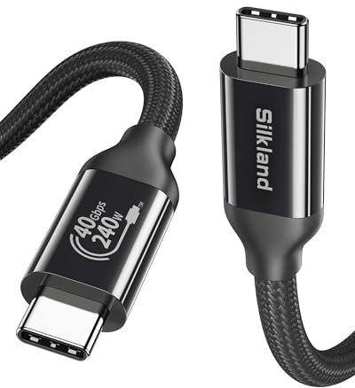 Silkland USB4 Thunderbolt 4 Kabel 1.5m, 40Gbps USBC Datenkabel, Schnellladung 240W PD3.1, 4K@144Hz 8K@60Hz HDR USB C Video Kabel für Thunderbolt 5, MacBook, PSSD, Switch, Laptop, Handy, Monitor, Hub