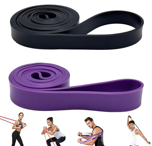 Fitnessbänder TONZACK Resistance Bands mit 2 Stufen Widerstandsbänder Krafttraining Trainingsbänder für Fitness, Muskelaufbau,Yoga,Pilates Schwarz/25-65 LBS Lila/35-85 LBS