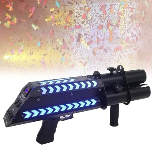 SgyGlyn Lanzador de Confeti eléctrico, Lanzador de Confeti portátil con Luces, 3 Disparos, para Halloween y Navidad