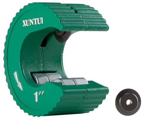 XUNTUI 1-Inch C-Style Copper Pipe Cutter with Spare Cutting Wheel, Green | Fixed-size C-style cutter for 1-inch (25.4 mm) copper pipe, with green-coated metal body and 1 spare cutting wheel included