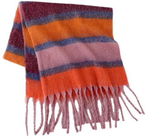CHENZKBD Damen Schal Warm Winterschal Für Männer Und Frauen, Ultra-weiche Luxuriöse Kaschmirstruktur Frauen-orange Lila