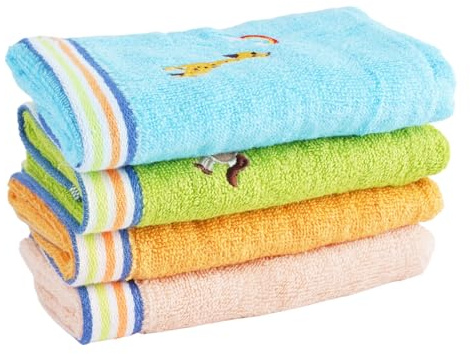 Asciugamani per Bambini in Cotone, 4 Pezzi, Multicolore