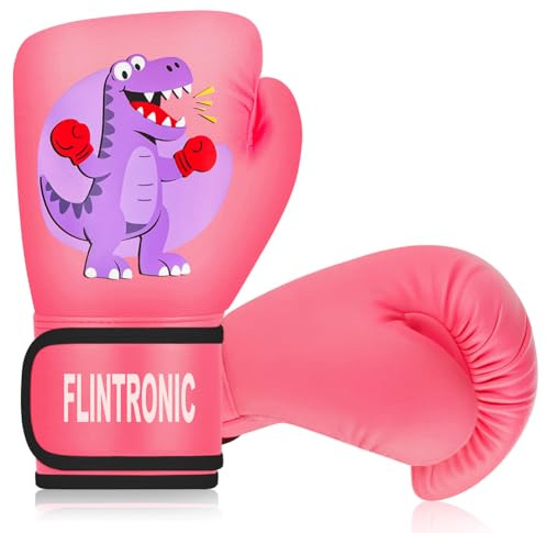 Flintronic Boxningshandskar för barn, 113 ml junior träning sparringhandskar, PU tecknad sparring träning boxningshandskar för MMA, Muay Thai, kampsport, kickboxning, rosa