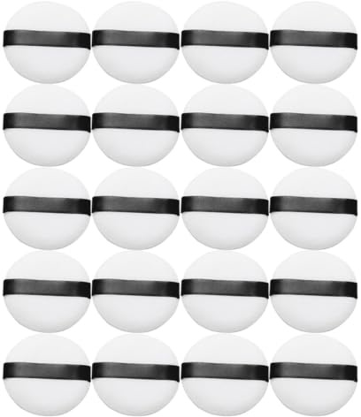 VILLCASE Petites Houppettes à Maquillage Couleur Aléatoire en Peluche Cristal Ultra Douce Lot de 20 pour Poudre, Accessoire de Maquillage Pratique pour Usage à Domicile ou Salon