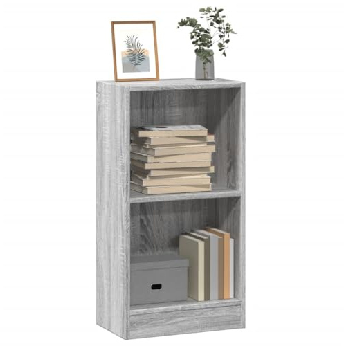 Mokuyary Bücherregal Grau Sonoma 40x24x76 cm Holzwerkstoff Bücherschrank Büroregal Standregal, Aufbewahrungsregal Dekoregal für Wohnzimmer, Schlafzimmer, Büro