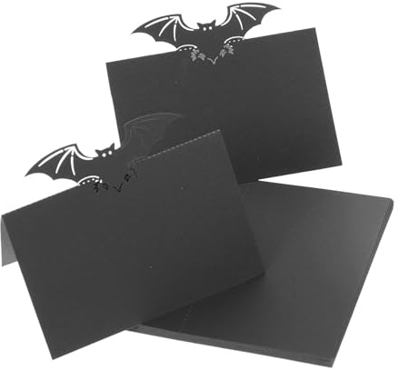 DOITOOL Tarjetas de Lugar Negras para Mesa de Halloween, 50 Piezas en Papel Ligero, Diseño de Murciélago para Fiestas, Bodas y Cumpleaños, Tarjetas de Asiento Prácticas y Decorativas