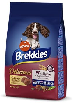 Brekkies Delicious Nourriture pour Chiens Adultes avec bœuf - 7,25 kg
