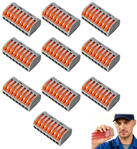 10 Stück 8-Port Verbindungsklemmen mit Hebel, Steckbare Lüsterklemmen für Kabel, 600V 32A Klemmen Elektro, Luster Klemmen Elektrische Anschlüsse für Schnelle Parallelverdrahtung