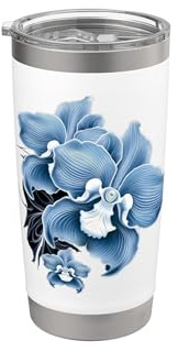 Phalaenopsis Blu Lavanda Falena Orchidee Fiori Giardinaggio Bicchiere termico in acciaio inox doppia parete