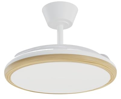 Sulion Ventilador de Techo con Luz LIMA S LED 89 cm, Beige,Motor DC Silencioso, Mando a Distancia, Función Verano/Invierno Estancias < 13 m²