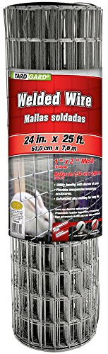 YARDGARD 1 in. x 2 in. Mesh Welded Wire Fence Roll, 24 in. x 25 ft., 16-Gauge Galvanized Steel Fence for Animal Enclosures, Garden Protection and Property Fencing