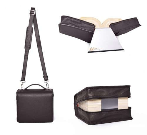 SartoriusSKIN Tasche PURO aus Nappaleder in Gr. L in Kaffee-braun, Buchhüllen-Tasche mit Buchstütze und Tragegurt