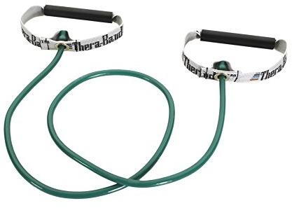 Theraband – Übungsband mit PVC-Griff – einzeln verkauft.