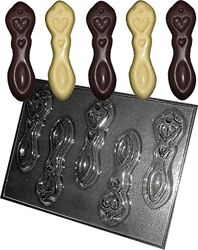 Dennycraftmoulds Welsh Love Spoons Chocolate Mould 5 Cavity Transparent Plastic Reusable Easy Clean 7.5cm x 3.5cm x 12mm Deep