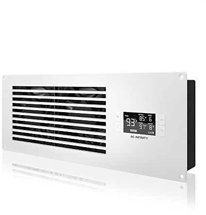 AC Infinity AIRFRAME T7 vit, kylfläktsystem med högt luftflöde 400 mm, avgasluftflöde, för AV-utrustningsrum, garderober och höljen, 40 cm