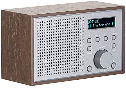 auvisio WLAN-Internetradio mit Holzdesign-Gehäuse, 2 Weckzeiten & App, 10 Watt