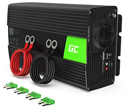 Green Cell® 1000W/2000W 24V a 220V/230V Onda sinusoidal Pura Inversor de Corriente DC AC Power Inverter Transformador de Voltaje para Camion con Puerto USB y Pinzas de conexión a batería