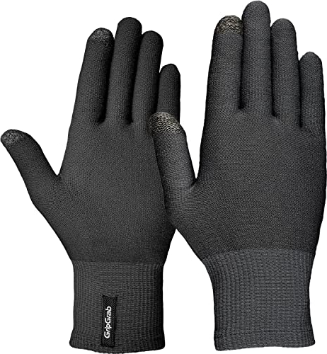 GripGrab Merino Liner Handschuhe Touchscreen Thermo Unterziehhandschuhe Fahrrad mit Merinowolle Radsport Alltag Wandern