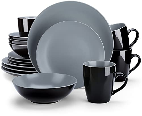 Kombiservice Steingut, vancasso LENTO 16-teiliges Geschirrset, modernes Tafelservice für 4 Personen, Vintage