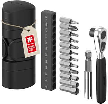 BONE Bike Portable Tool Kit Lite, iF Design Award 12-in-1 Bicycle Tool Bag, Scratch-Free & Waterproof Silicone Capsule for Repair, Cycling Tools with Ratchet Wrench for Biking & Home Repair