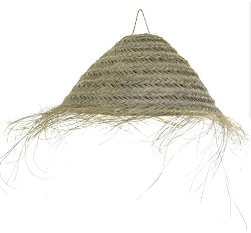 HERSIG - Tulipa Lampara Techo - Lampara de Techo de Esparto - Tulipas Lamparas - Lámpara Colgante Artesanal Estilo Rústico, Ideal para Decoración Boho en Salón, Comedor o Dormitorio - 50cm