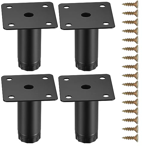 Fulushouxi 4 Pièces Pieds de Meuble, 5 cm/1.97 Pouces Pieds de Meubles Réglables, Pieds de Support en Fixation en Métal pour Meubles/Table/Chaise/Bureau/Cuisine/Armoire/Canapé