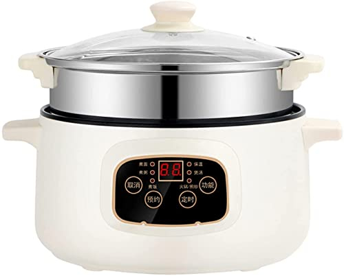 Olla Arrocera Pequeña Y Vaporera: Olla Caliente Eléctrica Multicocina Olla De Fideos Rápida con Tapa De Vaporera para Dormitorio De Estudiantes O Hogar,2.5L