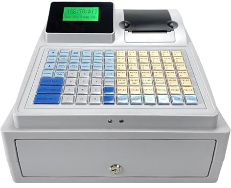 Registrierkasse, elektronische Registrierkasse mit Schublade, ideal für Einzelhandel oder Gastgewerbe, Registrierkasse mit 48 Tasten und 8 digitalen LED-Anzeigen für Restaurants