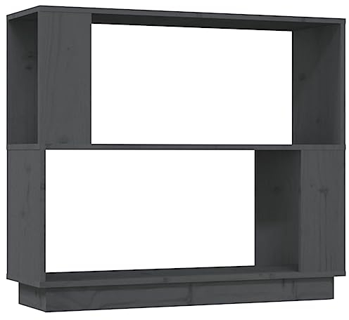 Bücherregal Standregal freistehendes Büroregal Aktenregal Aufbewahrungsregal Raumteiler Lagerregal für Wohnzimmer, Grau 80x25x70 cm Massivholz Kiefer