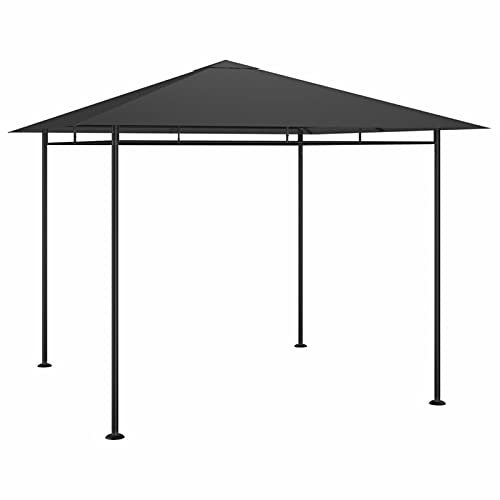 Gecheer Cenador de 3 x 3 x 2,7 m, color antracita, 180 g/m², cenador de exterior, toldo, pérgola con tela, pabellón de jardín, carpa para fiestas, cenador para barbacoa, A313920