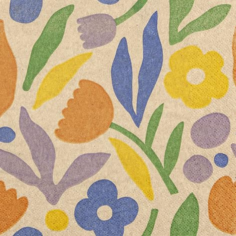 20 nachhaltige Servietten Blumen Einfache Blumen als Tischdeko. Ökologische Papierservietten aus Recycling-Material 33x33cm