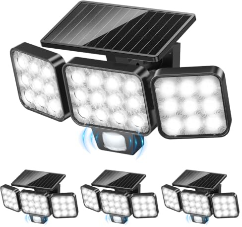 GEARLITE 4 Stück Solarlampen für Außen mit Bewegungsmelder, 3500LM Superhelle LED Solarleuchten für Außen 3 Modi mit 270° Weitwinkelbeleuchtung, IP65 Wasserdicht Solar Wandfluter für Garten Garage Hof