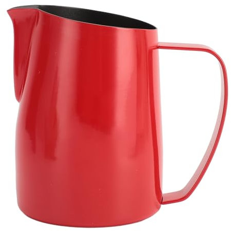 Dsacxixai Pentolino Latte, Bricco Latte In Acciaio Inox, Brocca In Schiuma per Espresso, Montalatte, Latte Art, Amanti Del Caffè Accessori (Rosso brillante)