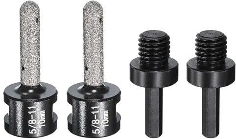 sourcing map 4pcs Diamond Finger Shaped Milling Bit 10mm 2 Holes with 5/8-11 Thread with Conversion for Enlarging Shaping Milling Existing Holes on Marble Countertop, Black
