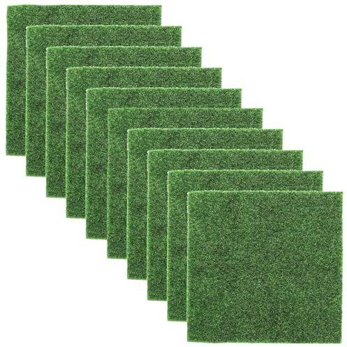 ZHITENG 10 Pièces Herbe de Mousse Miniature, 15 X 15 cm Tapis de Pelouse Verte Artificielle, Réutilisable Gazon Artificiel Réaliste Jardin de Pelouse Miniature, pour la Décoration DIY Travaux Manuels